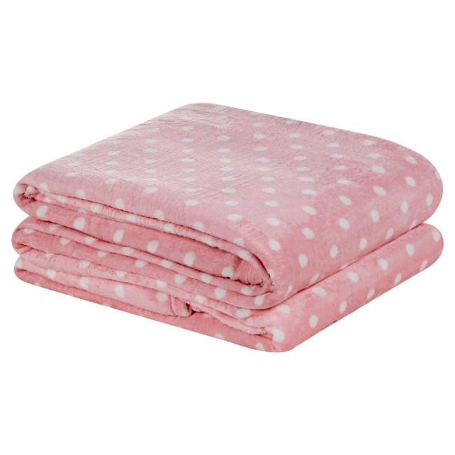 Cobertor Manta Flannel Casal 2,20x1,80m Toque Macio Petit Poá Rosa