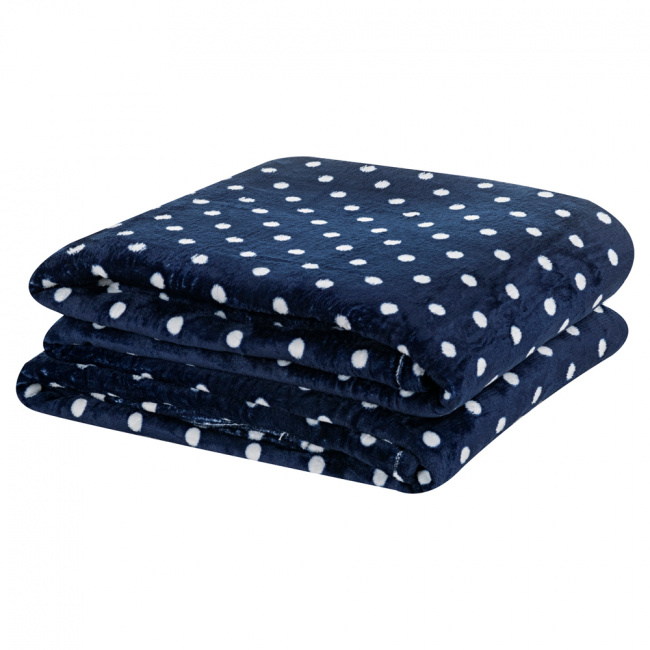 Cobertor Manta Flannel Casal 2,20x1,80m Toque Macio Petit Poá Marinho