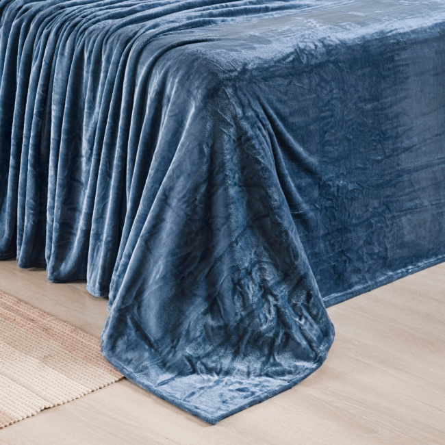 Cobertor Manta Flannel Casal Quebec 2,20x1,80m 300g/m² Azul