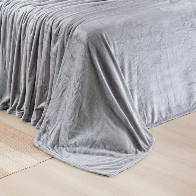 Cobertor Manta Flannel Casal Quebec 2,20x1,80m 300g/m² Prata