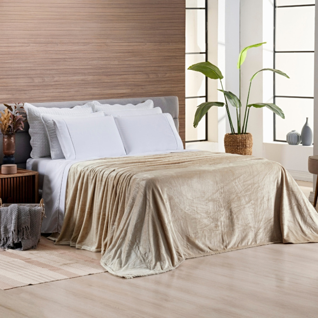 Cobertor Manta Flannel King Quebec 2,60x2,40m 300g/m² Marfim