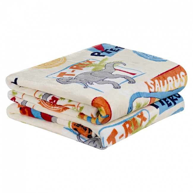 Cobertor Manta Flannel Solteiro 2,20x1,50m Toque Macio Bouti Kids Dino