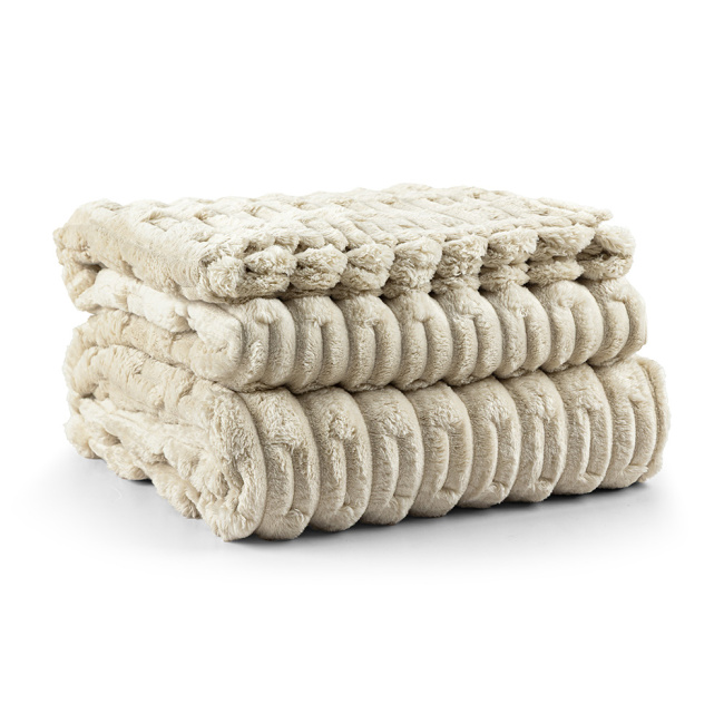 Cobertor Queen Manta Flannel Canelada Coberta 2,20x2,40M Polar Almond