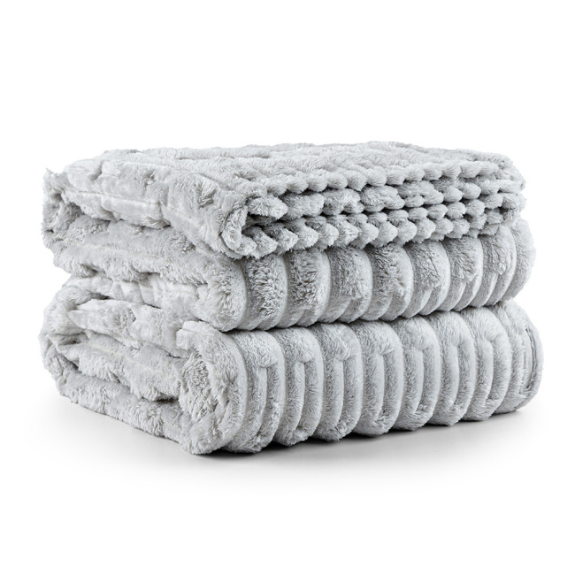 Cobertor Queen Manta Flannel Canelada Coberta 2,20x2,40M Polar Platina