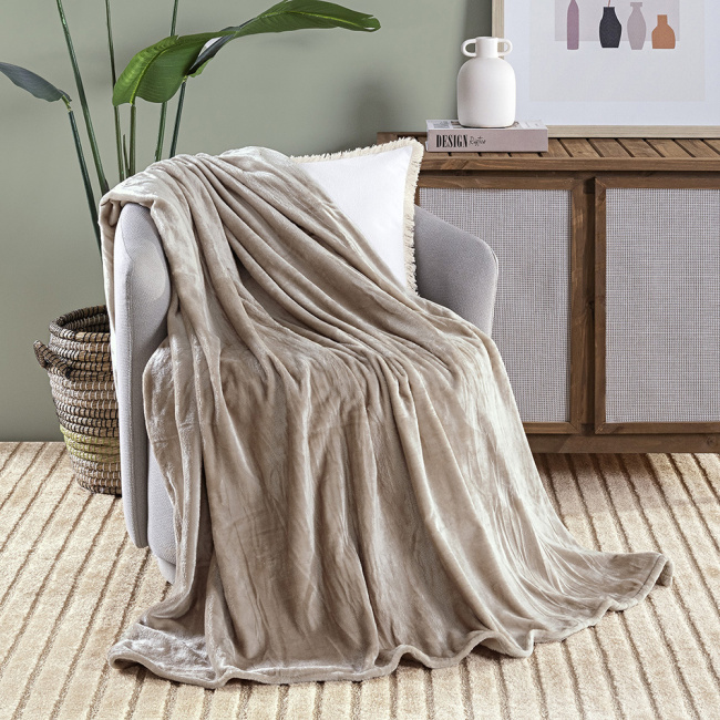 Cobertor Queen Manta Flannel Coberta 2,20x2,40M Sibéria Sand