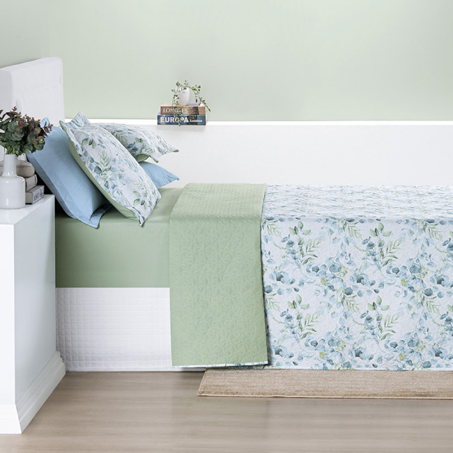 Cobre Leito Colcha Casal 3 Peças Cotton Select 200 Fios Estampado Forest