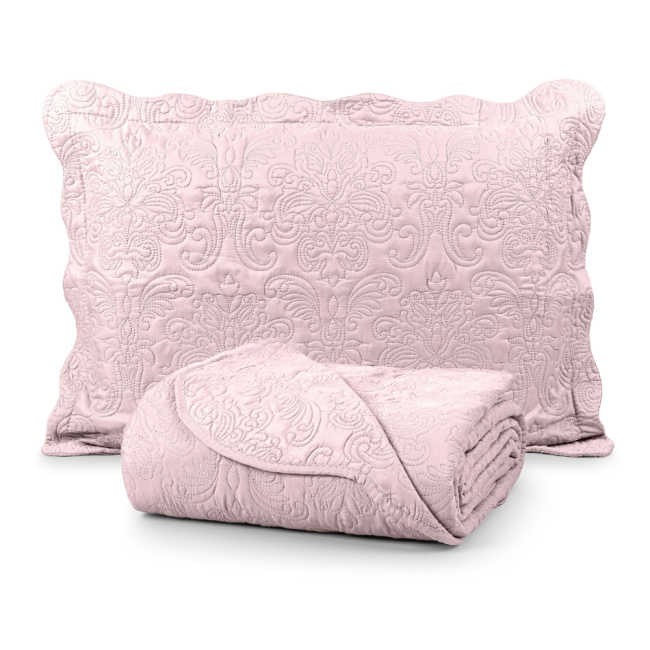 Cobre Leito Colcha Solteiro 2 Peças Angele 200 Fios Rosa Suave