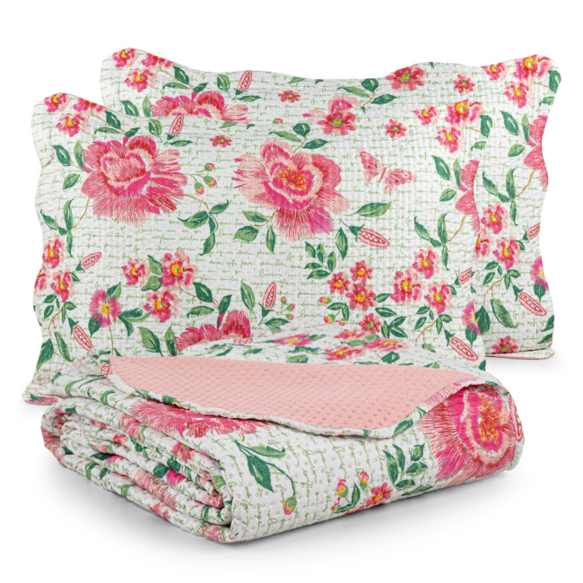 Colcha Cobre Leito Capri Dupla Face Estampado Floral