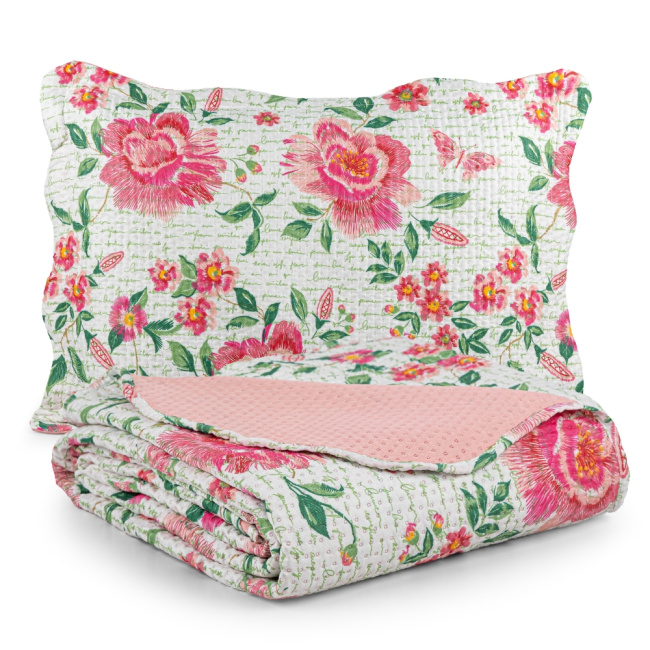 Colcha Cobre Leito Capri Dupla Face Estampado Floral
