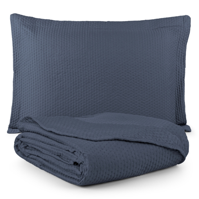 Colcha Cobre Leito Dupla Face Siena Matelado Azul