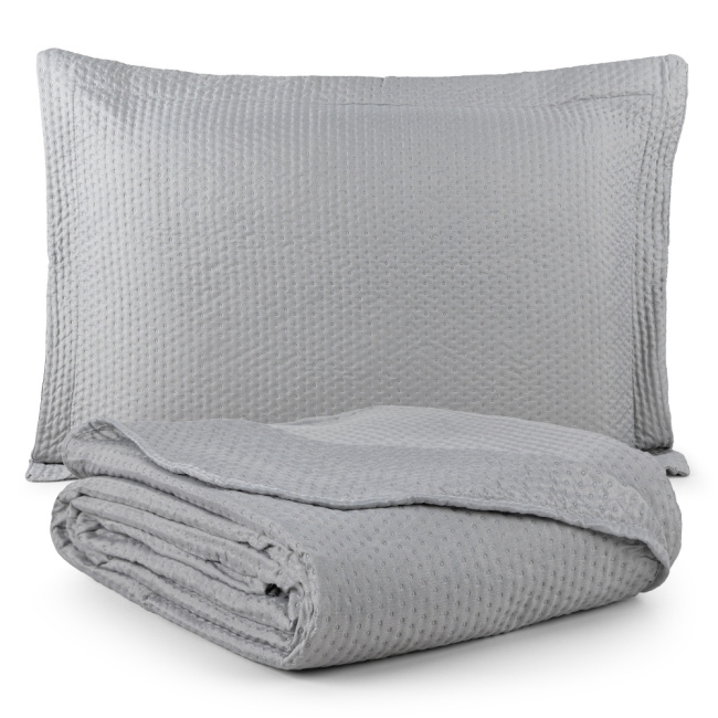 Colcha Cobre Leito Dupla Face Siena Matelado Cinza