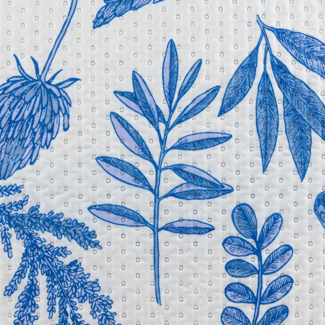 Colcha Cobre Leito Queen 3 Peças Capri Dupla Face Estampado Azul