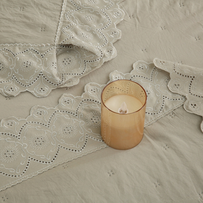 Colcha Cobre Leito Queen 3 Peças Percal 300 Fios Matelado Bordado Inglês Napoli Fendi