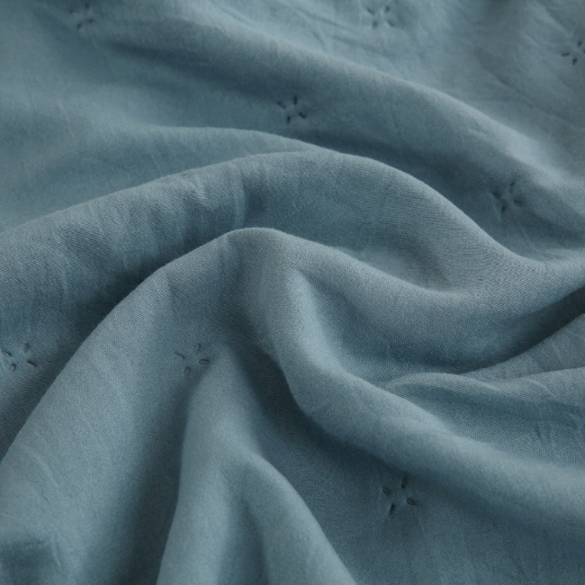 Colcha Cobre Leito Solteiro 2 Peças Percal 300 Fios Matelado Bordado Inglês Napoli Azul