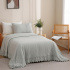 Colcha Cobre Leito Solteiro 2 Peças Percal 300 Fios Matelado Bordado Inglês Napoli Cinza