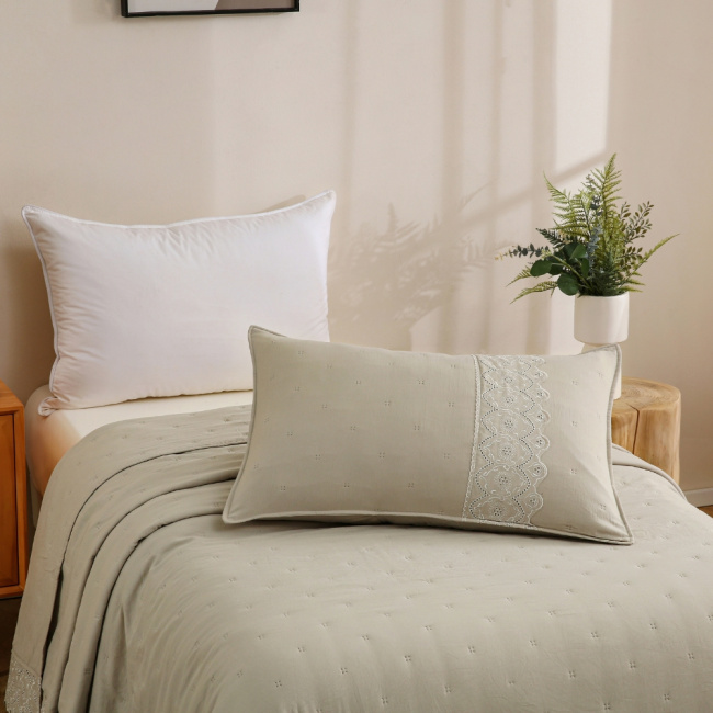 Colcha Cobre Leito Solteiro 2 Peças Percal 300 Fios Matelado Bordado Inglês Napoli Fendi