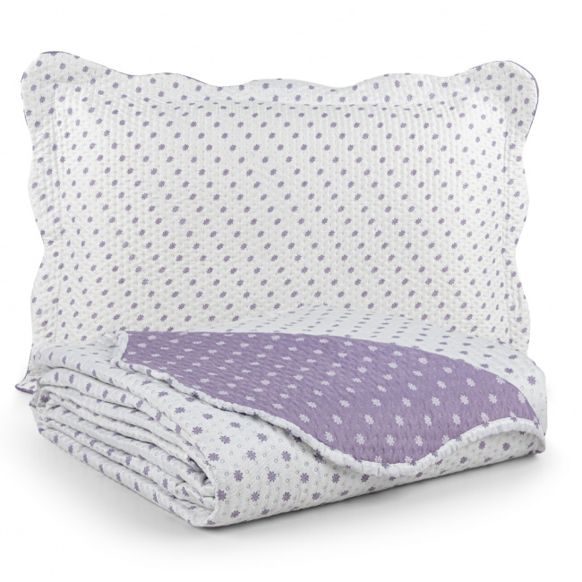 Colcha Cobre Leito Solteiro 2 Peças Capri Dupla Face Estampado Lilás