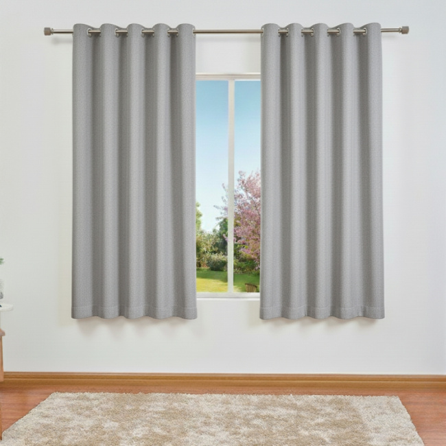 Cortina Blackout 100% Vedação Premium 2,70x1,80m Sala Quarto Varão 2M Cinza