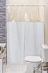 Cortina Box Banheiro Lisa C/ Detalhe Transparente Em Pvc Branco