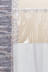 Cortina Box Banheiro Lisa C/ Detalhe Transparente Em Pvc Branco