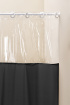 Cortina Box Banheiro Lisa C/ Detalhe Transparente Em Pvc Preto