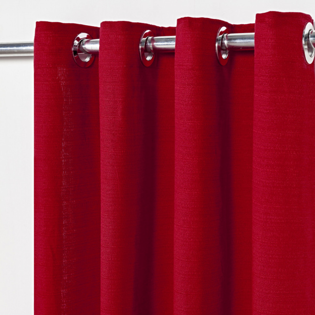 Cortina para Sala Quarto 2,80x1,60m Tecido Rústico Liso para Varão 2m Vermelho