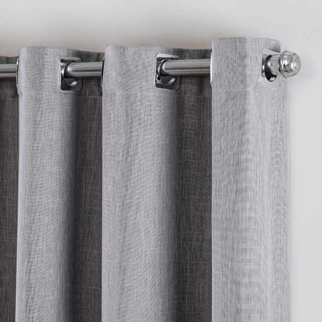 Cortina Voil Gaze de Linho com Forro Tecido Blackout 4,40x2,60m para Varão 3M Grécia Prata