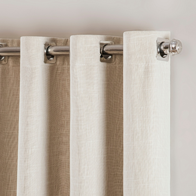 Cortina Voil Gaze de Linho com Forro Tecido Blackout 5,90x2,60m para Varão 4M Grécia Marfim