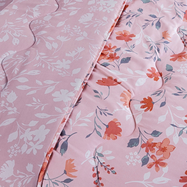 Edredom Cobertor King 400 Fios Percal Matelassê Dupla Face Premier Estampado Floral Rosa