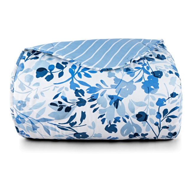 Edredom Cobertor King 400 Fios Percal Matelassê Dupla Face Premier Estampado Floral Azul