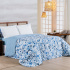 Edredom Cobertor King 400 Fios Percal Matelassê Dupla Face Premier Estampado Floral Azul