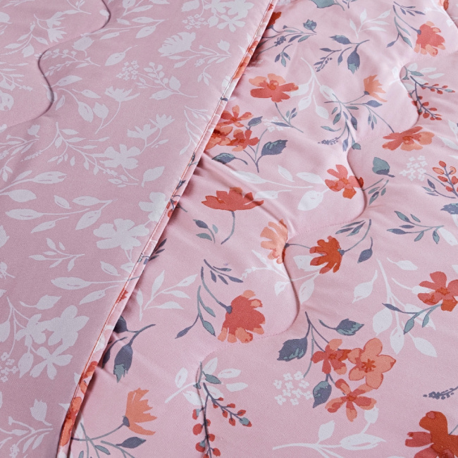 Edredom Cobertor King 400 Fios Percal Matelassê Dupla Face Premier Estampado Floral Rosa