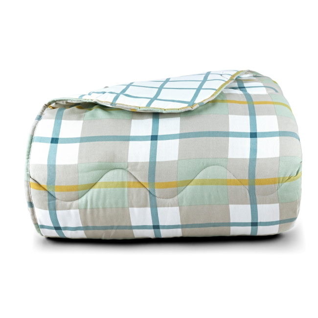 Edredom Cobertor King 400 Fios Percal Matelassê Dupla Face Premier Estampado Grid Verde