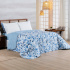 Edredom Cobertor Queen 400 Fios Percal Matelassê Dupla Face Premier Estampado Floral Azul