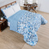 Edredom Cobertor Queen 400 Fios Percal Matelassê Dupla Face Premier Estampado Floral Azul