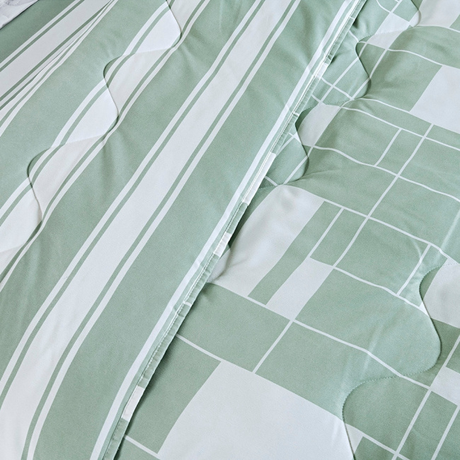 Edredom Cobertor Super King 400 Fios Percal Matelassê Dupla Face Premier Estampado Geometric Verde