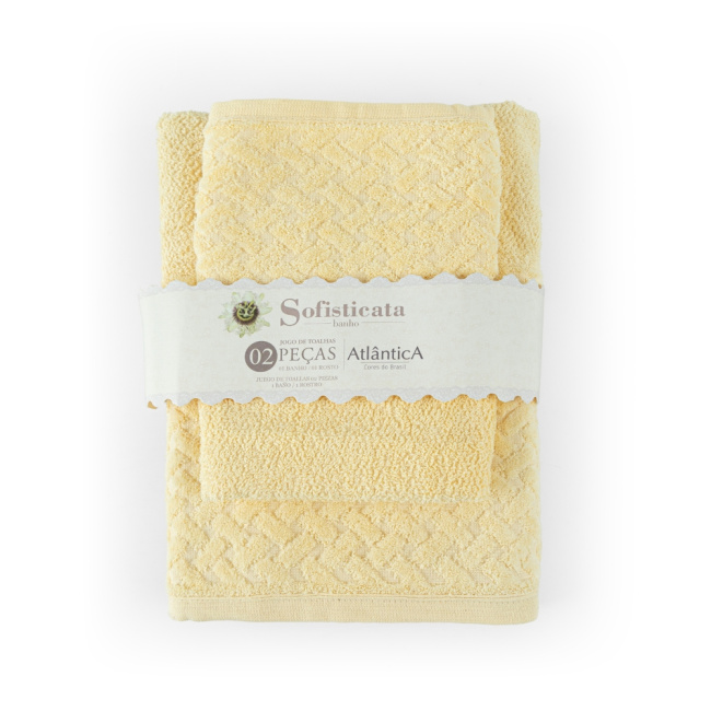 Jogo De Banho 2 Peças 380g/M² Finesse Toalhas 100% Algodão Amarelo Cítrino
