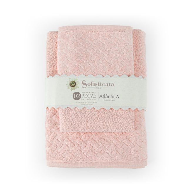 Jogo De Banho 2 Peças 380g/M² Finesse Toalhas 100% Algodão Rosa Fada