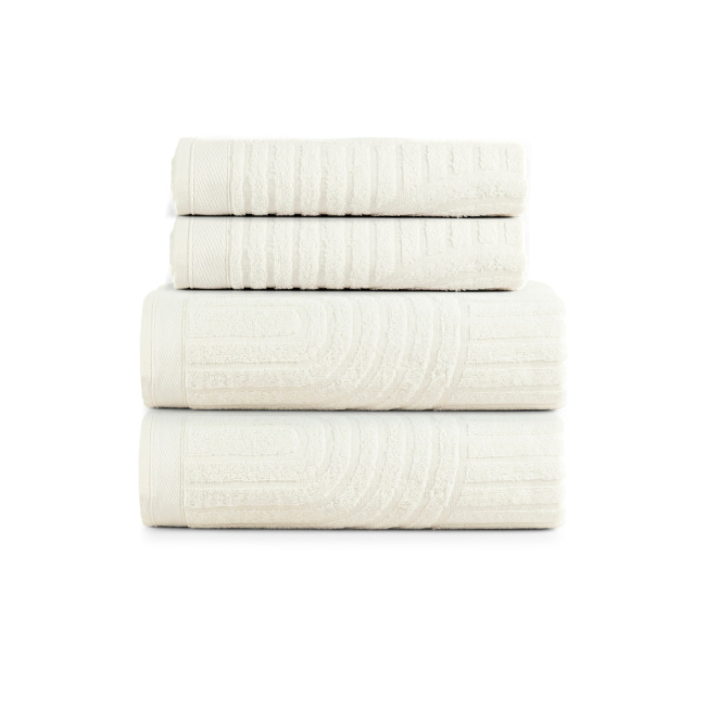 Jogo De Banho 4 Peças 100% Algodão 520g/M² Toalhas Banhão Arcos Off White/Off White
