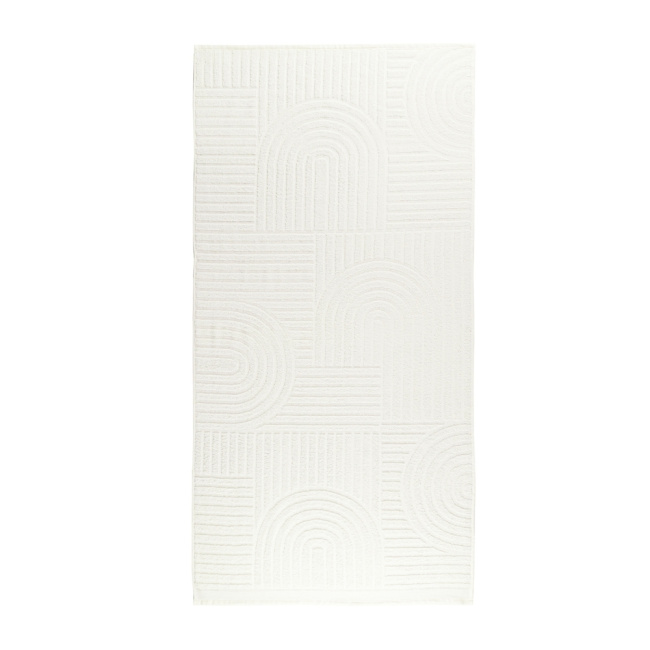 Jogo De Banho 4 Peças 100% Algodão 520g/M² Toalhas Banhão Arcos Off White/Off White