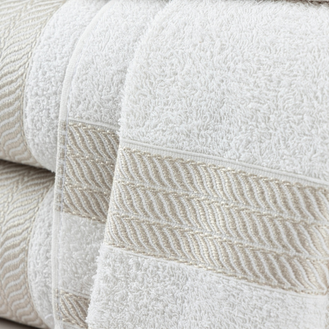 Jogo De Banho 4 Peças 340g/M² Siena Toalhas Banhão 100% Algodão Off White/Off White