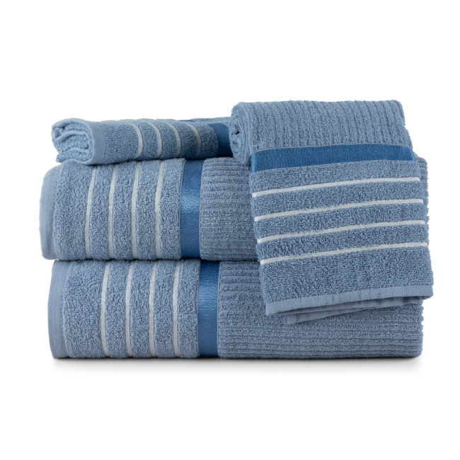 Jogo De Banho 4 Peças 350g/M² Toalhas Fio Penteado Nancy Azul
