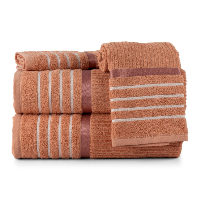 Jogo De Banho 4 Peças 350g/M² Toalhas Fio Penteado Nancy Coral