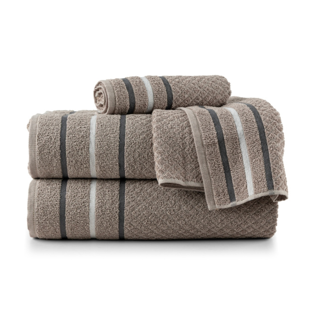 Jogo De Banho 4 Peças 350g/M² Toalhas Fio Penteado Verona Taupe