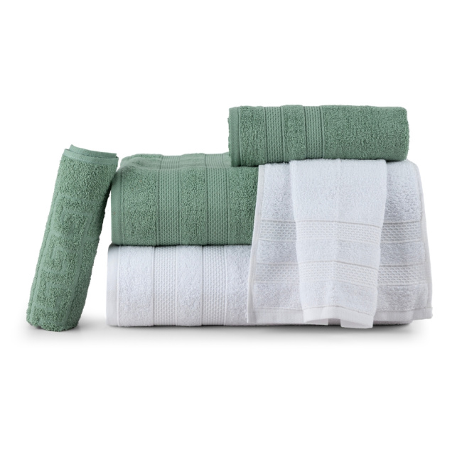Jogo De Banho 5 Peças 430g/M² Comfort 100% Algodão Branco/Bambu