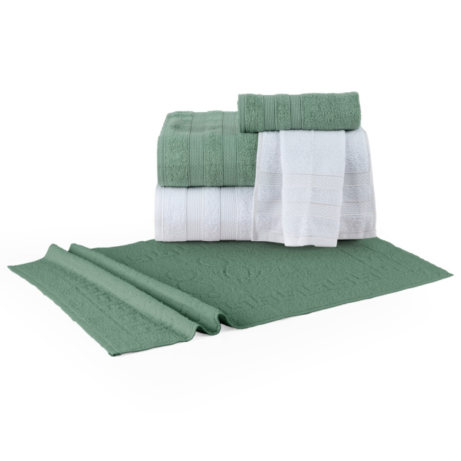 Jogo De Banho 5 Peças 430g/M² Comfort 100% Algodão Branco/Bambu