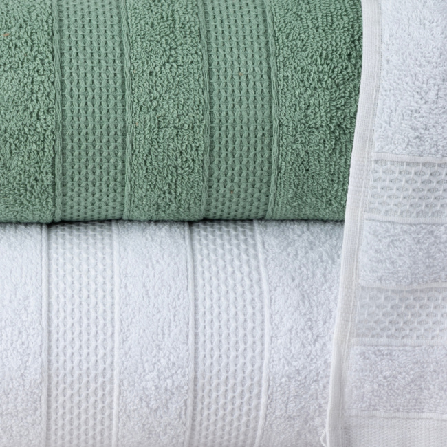 Jogo De Banho 5 Peças 430g/M² Comfort 100% Algodão Branco/Bambu
