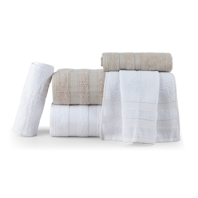 Jogo De Banho 5 Peças 430g/M² Comfort 100% Algodão Branco/Creme