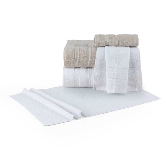 Jogo De Banho 5 Peças 430g/M² Comfort 100% Algodão Branco/Creme
