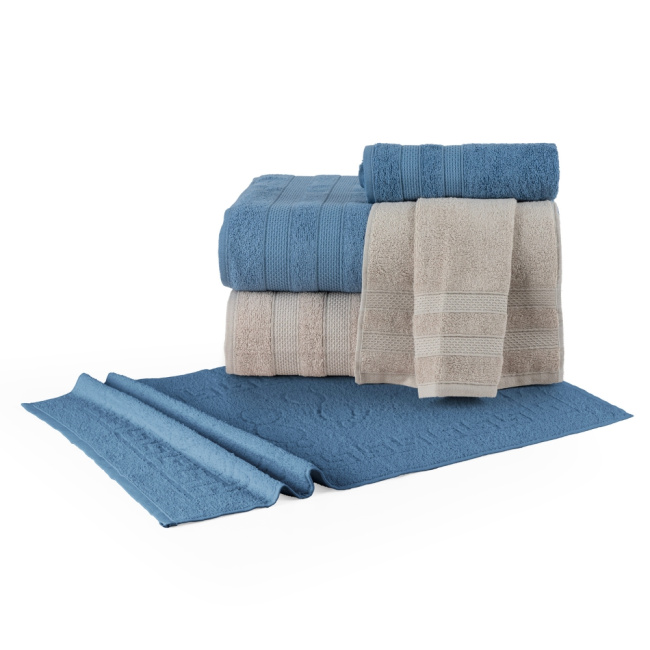 Jogo De Banho 5 Peças 430g/M² Comfort 100% Algodão Creme/Jeans